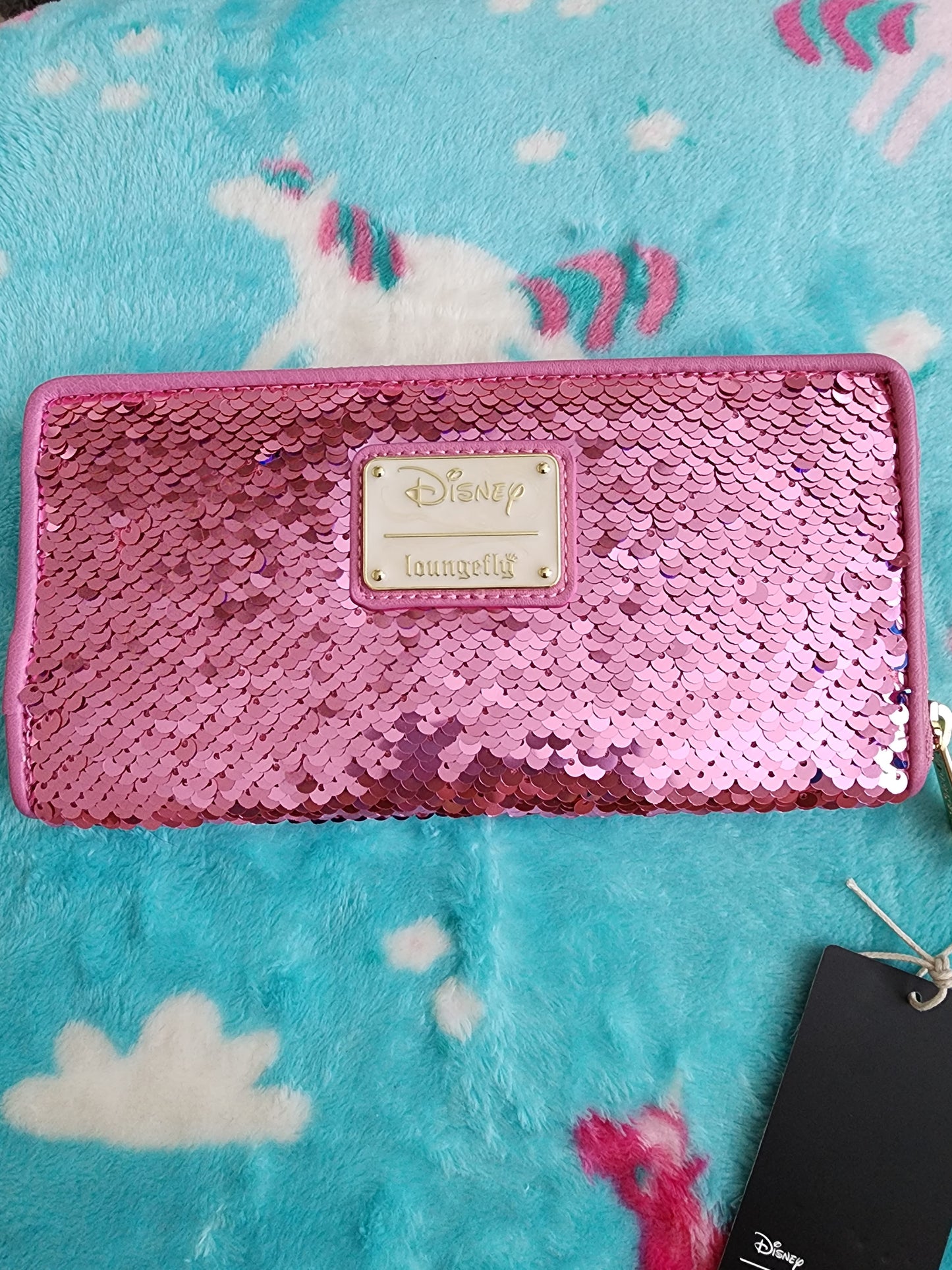 Loungefly Disney Sleeping Beauty Pink, Blue Sequined Changing Wallet