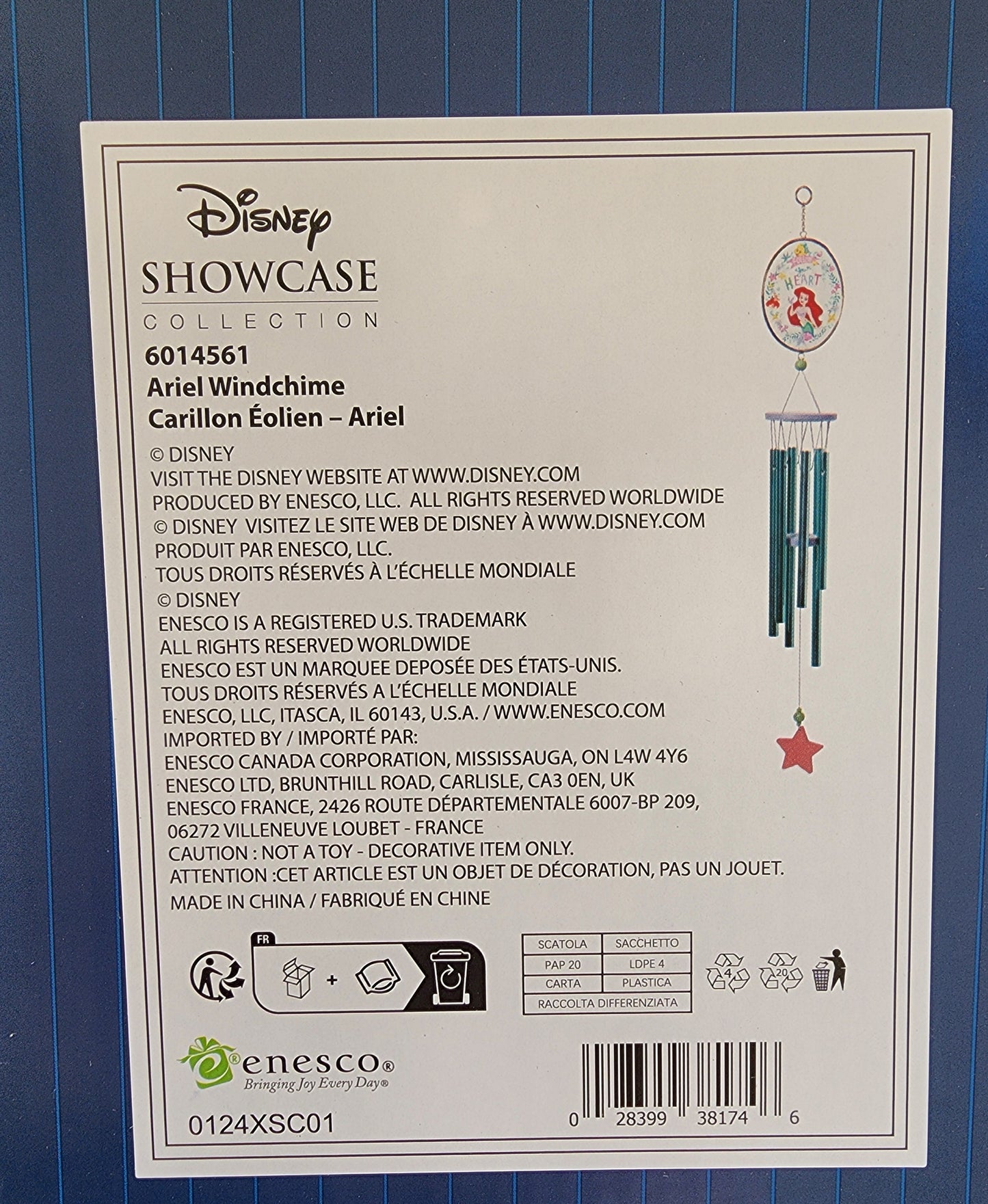 Disney Showcase Ariel Little Mermaid Wind Chime