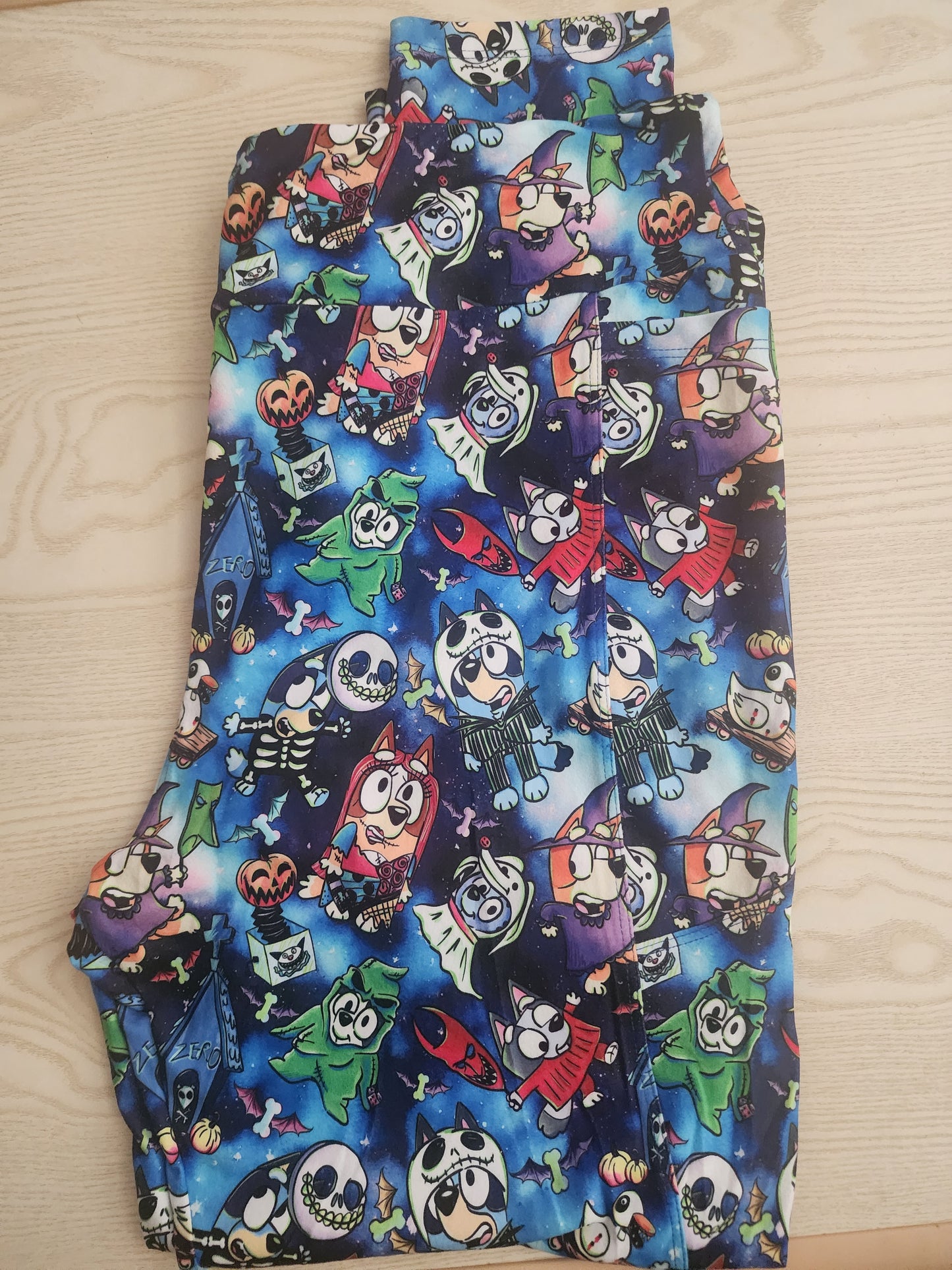 CP Bluey, Bingo, and Family Nightmare Before Christmas Halloween Leggings