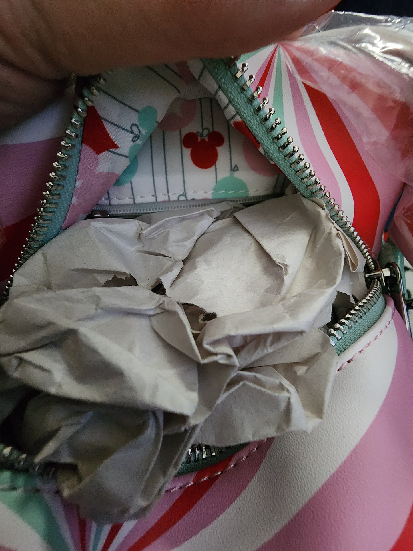 Loungefly Disney Minnie Mouse Peppermint Candy Swril Crossbody Bag