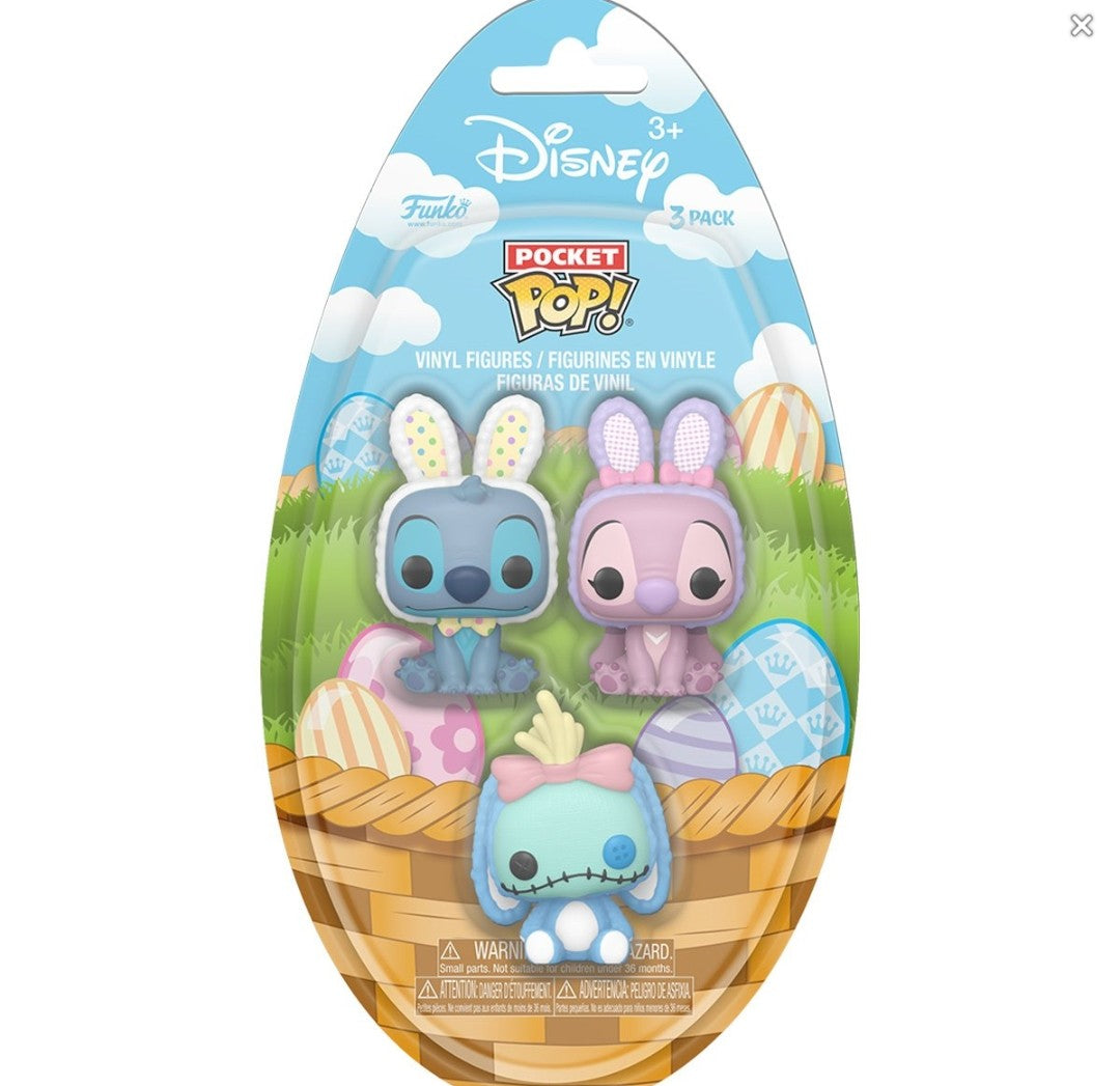 Funko Pocket Pops Disney Easter Stitch, Angel and Scrump Mini Figures