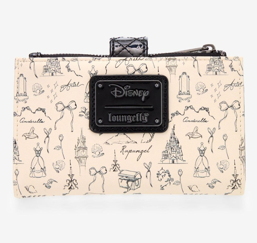 Loungefly Disney Princess Sketches Allover Design Wallet