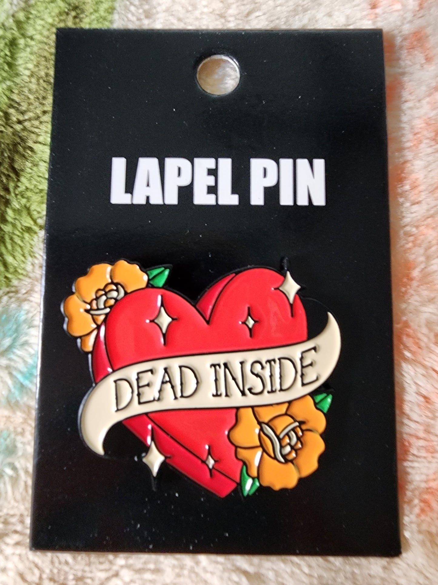 Heart with Ribbon that says Dead Inside Pin