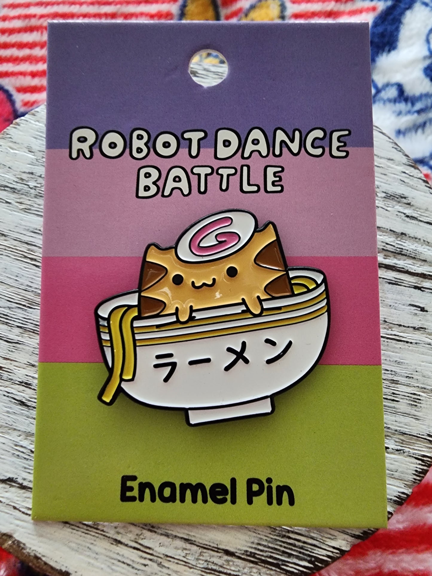 Cat in Ramen Noodle Bowl Pin