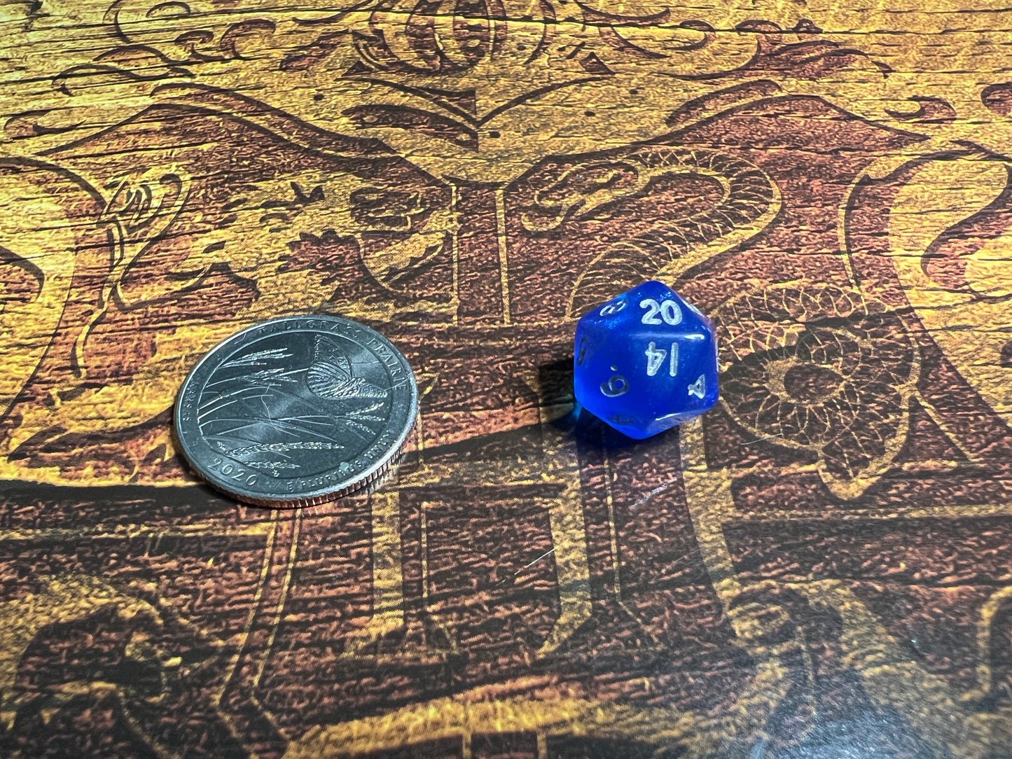 D&D Stardust: Blue w/ Silver Numbers 10mm Mini Polyhedral Dice Set