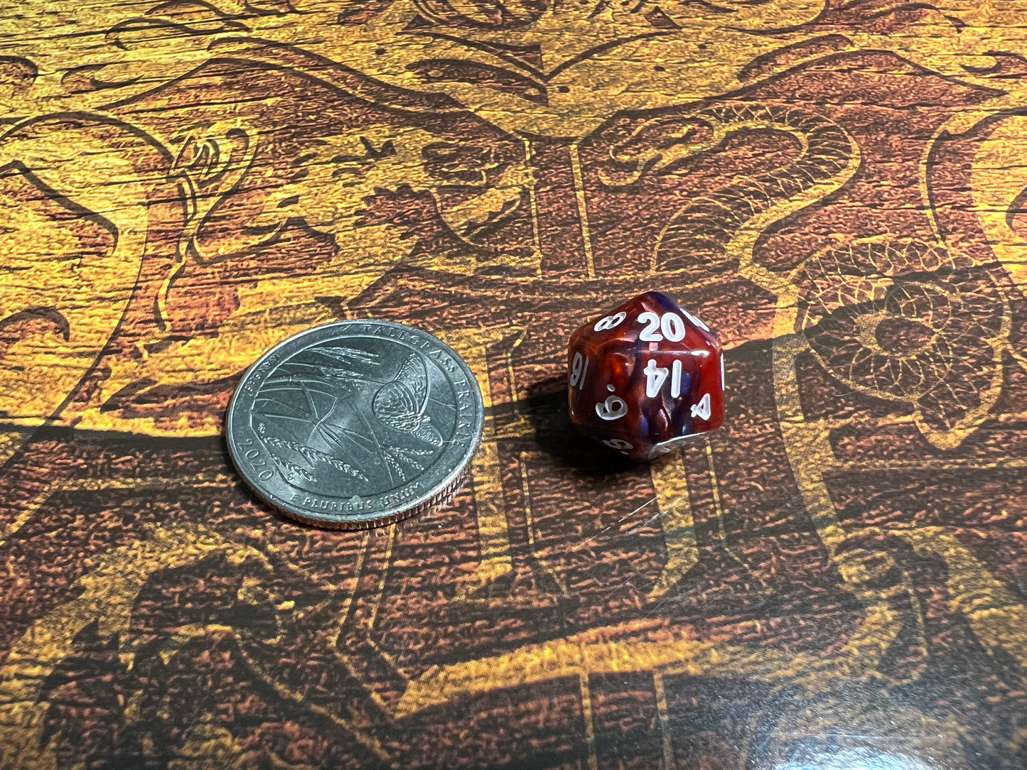 D&D Red/Blue w/ White Numbers 10mm Mini Polyhedral Dice Set