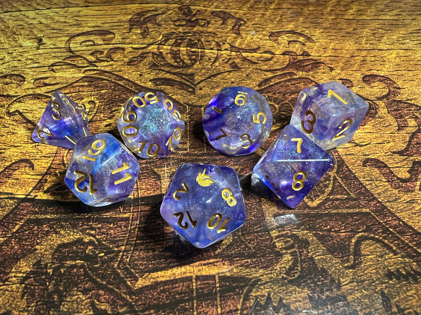 D&D Unicorn: Midnight Fantasy 16mm Resin Poly Dice Set