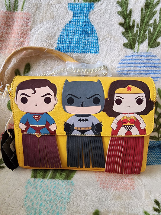 Loungefly Funko Pop DC Batman, Superman and Wonder Women Crossbody Bag