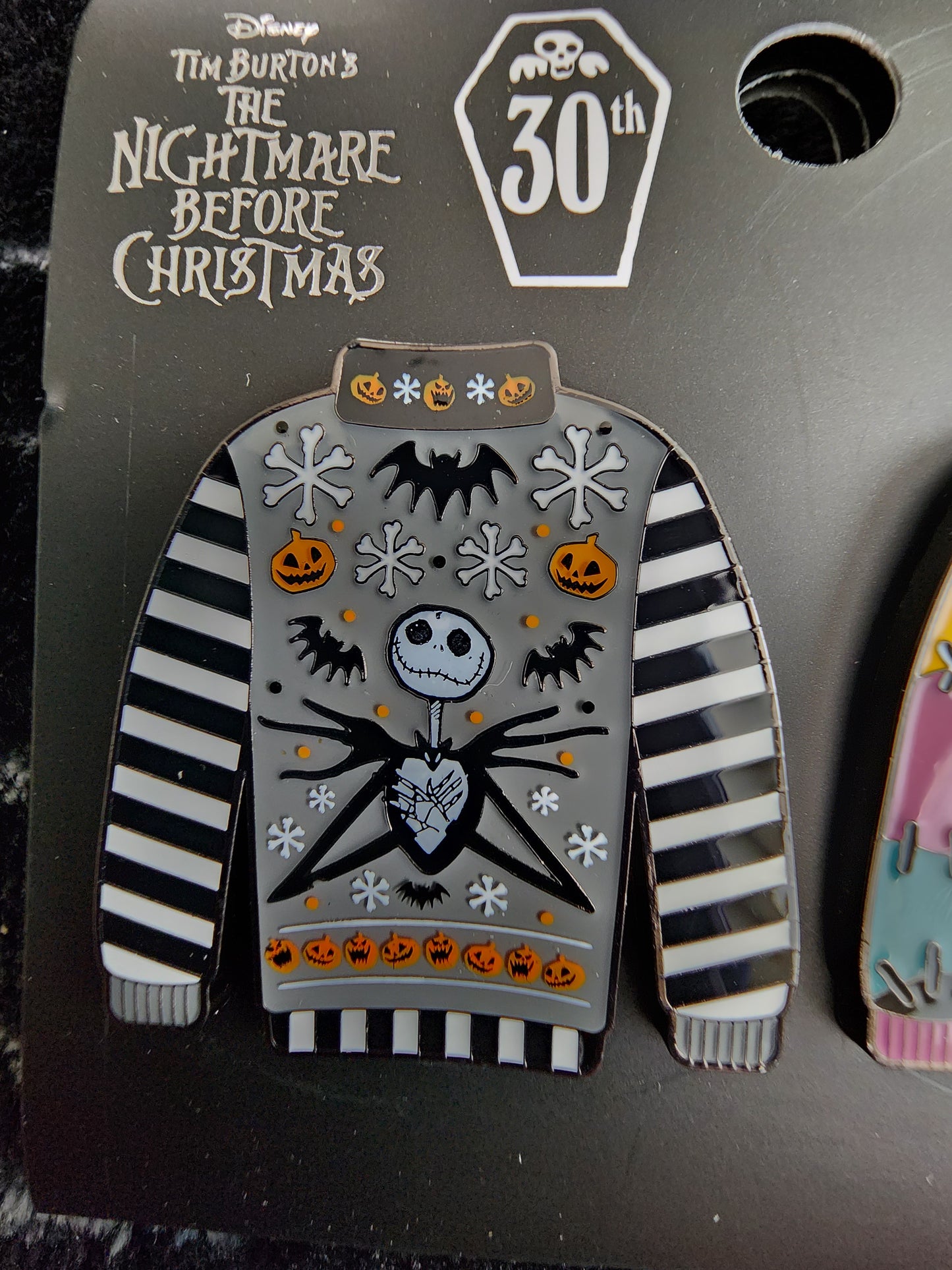 Disney Nightmare Before Christmas 30th Anniversary Jack and Sally Ugly Sweater Pins