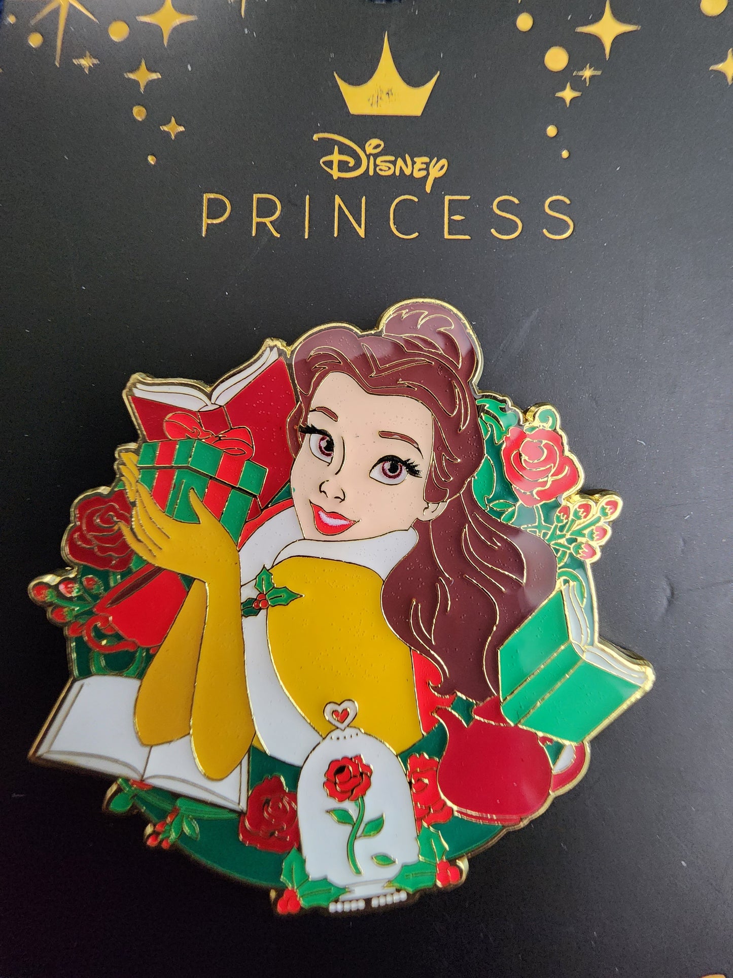 Loungefly Disney Belle, Beauty and the Beast Christmas Wreath Pin