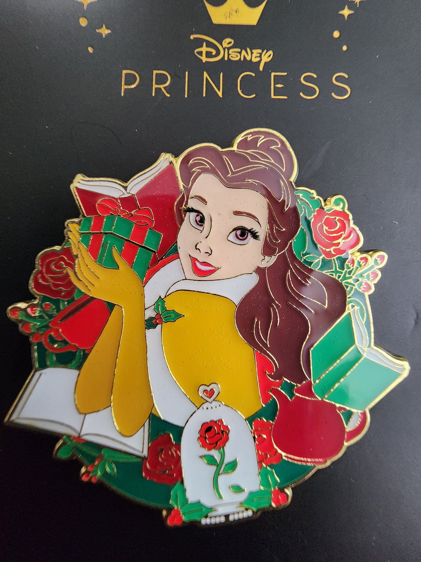 Loungefly Disney Belle, Beauty and the Beast Christmas Wreath Pin