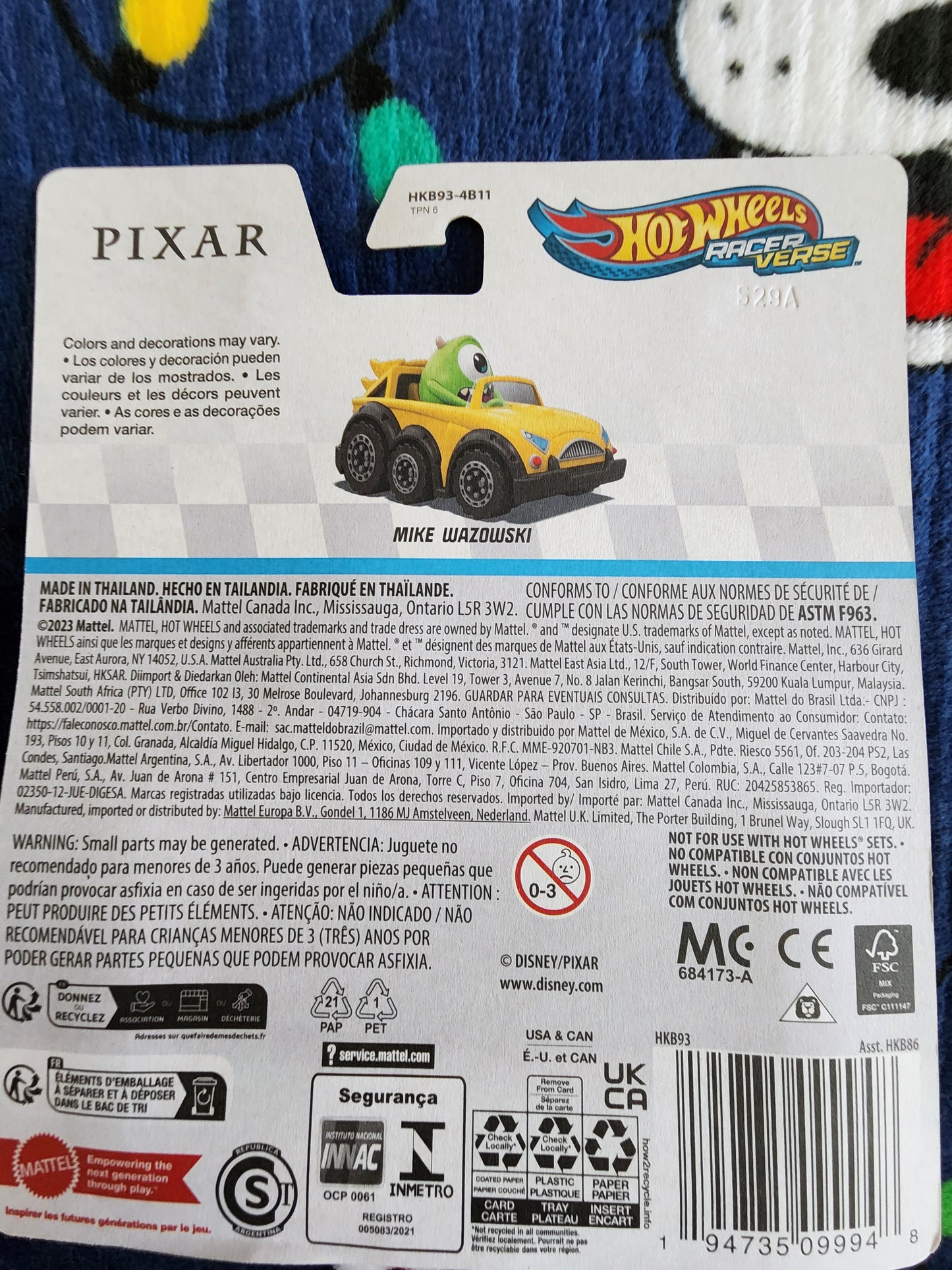 Hot Wheels Disney Pixar Mike Racer Car