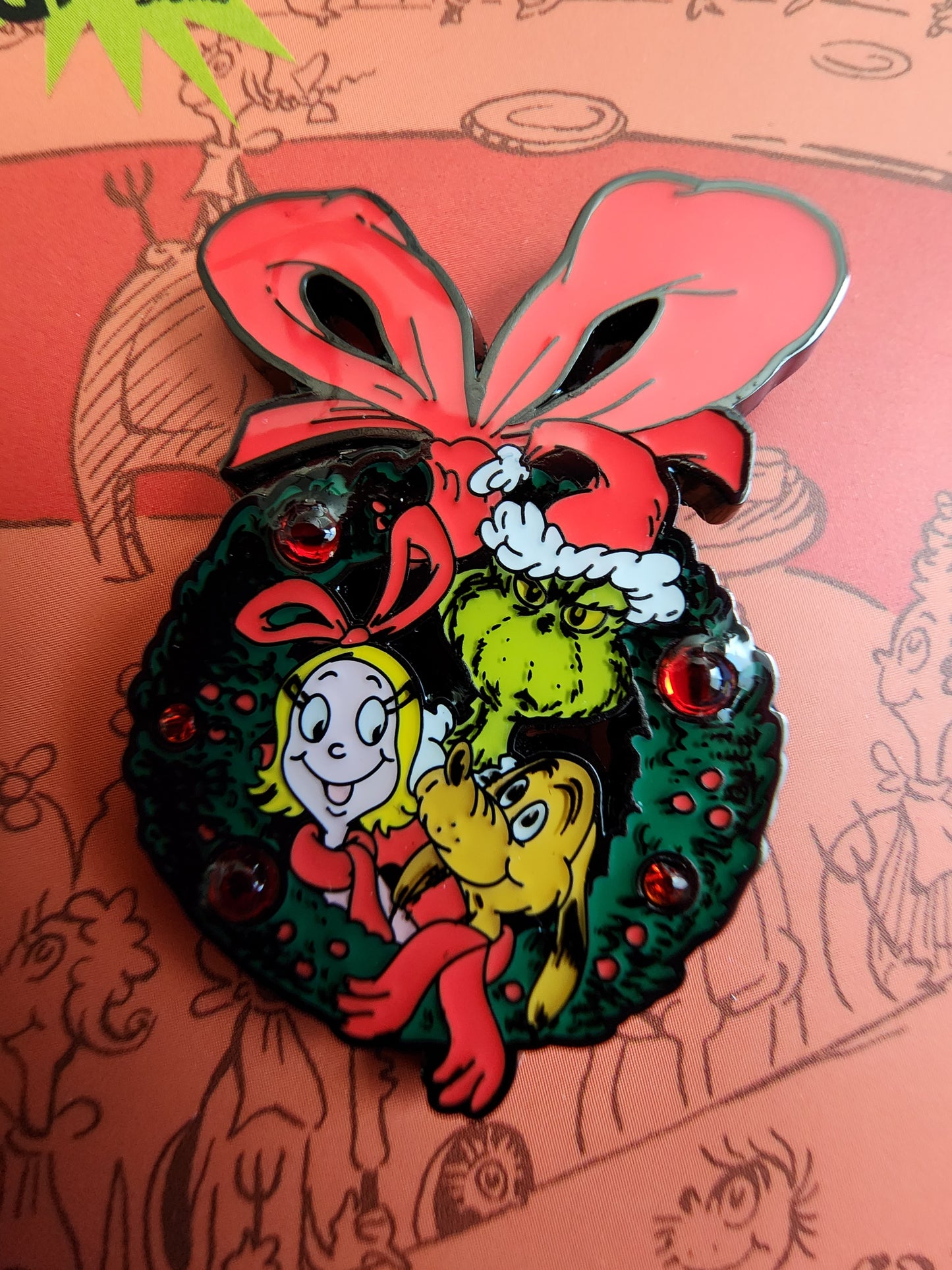 Dr. Seuss Grinch Christmas Wreath Pin