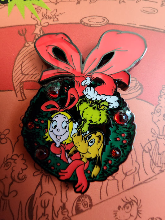 Dr. Seuss Grinch Christmas Wreath Pin