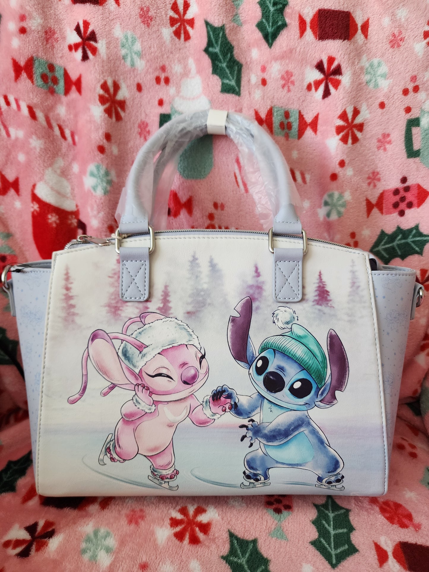 Loungefly Disney Stitch and Angel Holiday Handbag