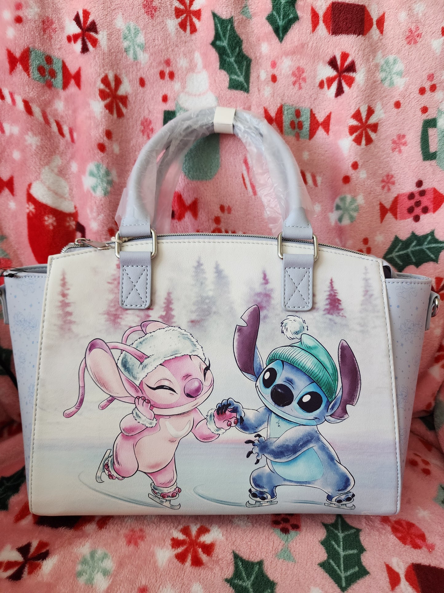 Loungefly Disney Stitch and Angel Holiday Handbag