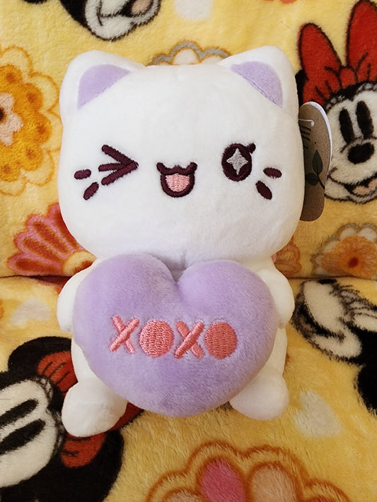 Meowchi White Holding Candy Valentine's Heart Plush