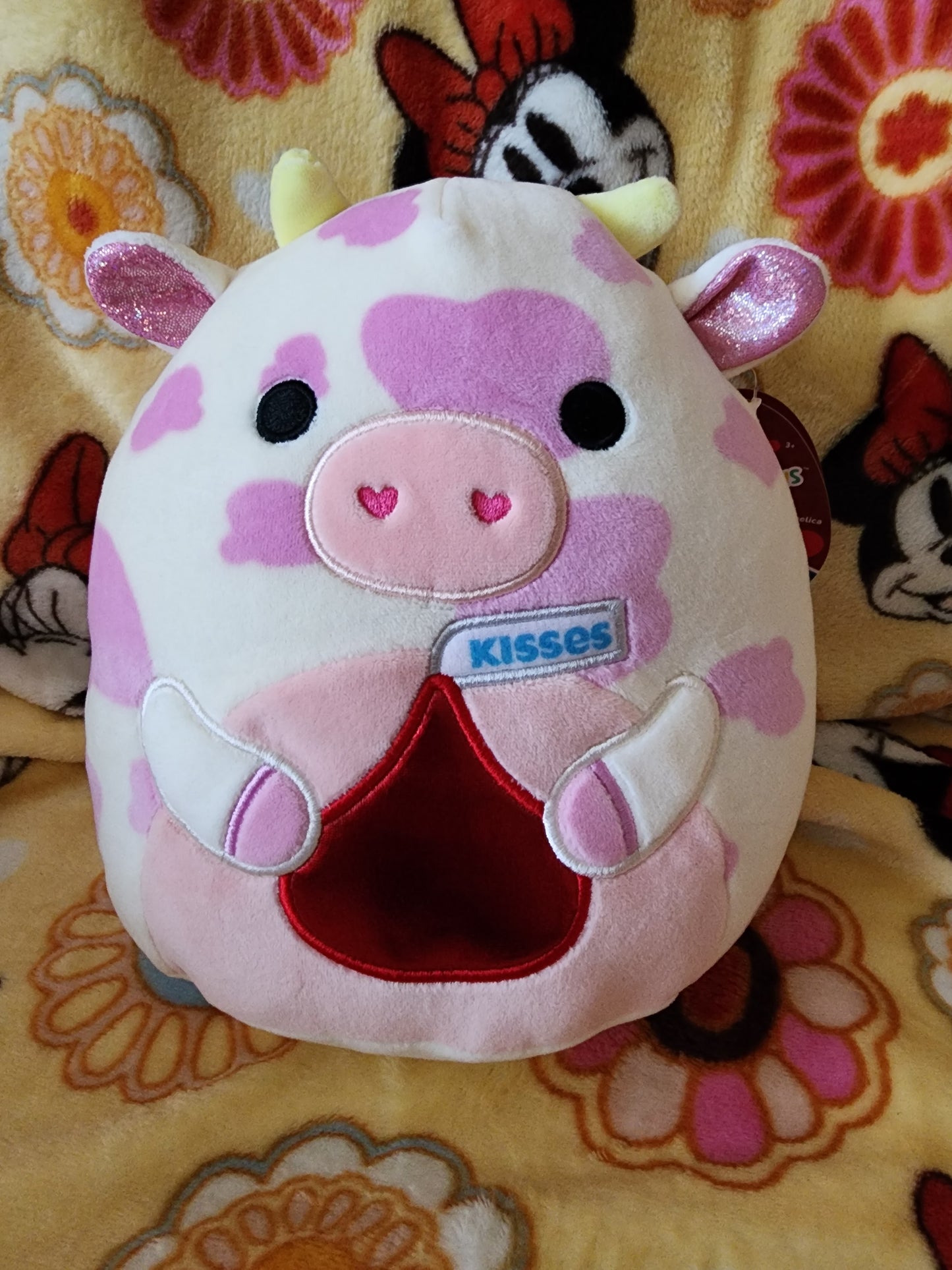 Squishmallows Cow Holding a Hershey Kiss Plush