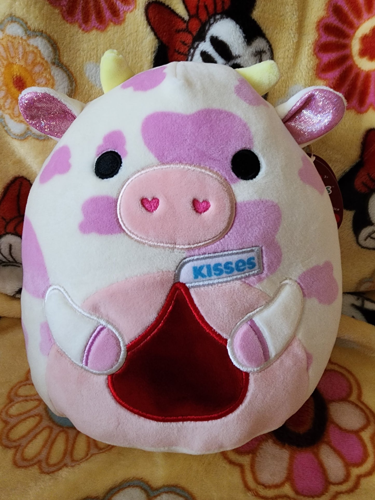 Squishmallows Cow Holding a Hershey Kiss Plush