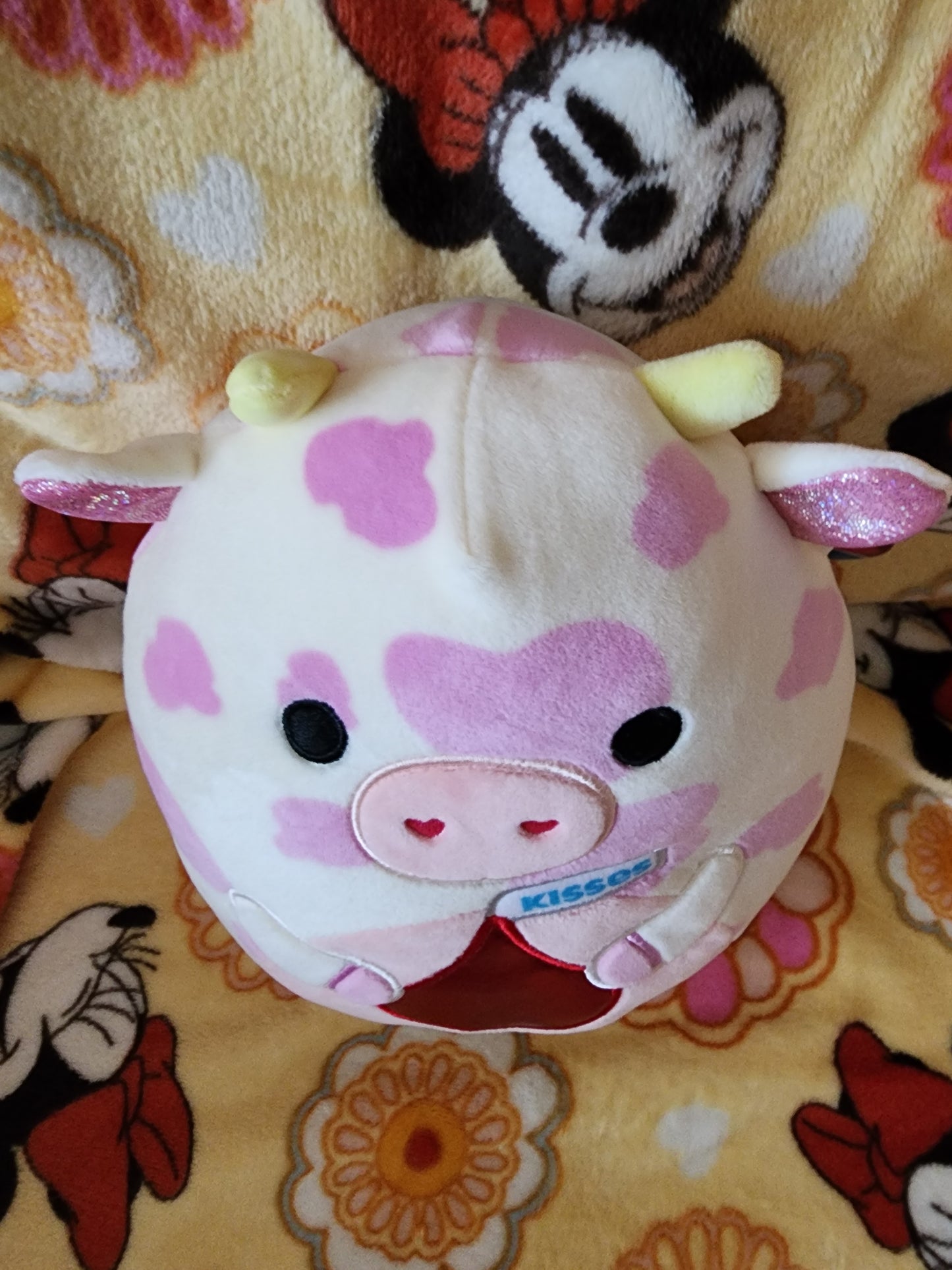 Squishmallows Cow Holding a Hershey Kiss Plush