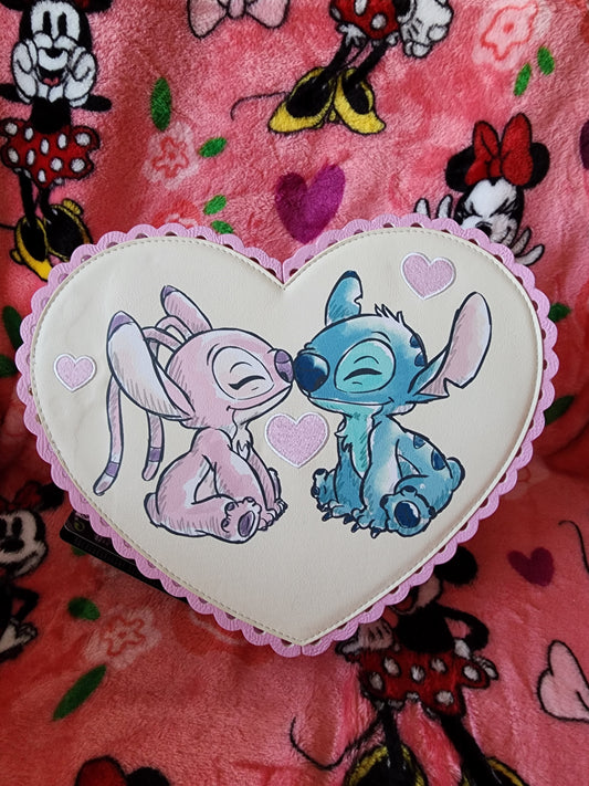 Loungefly Disney Stitch & Angel Valentine's Heart Shape Crossbody Bag