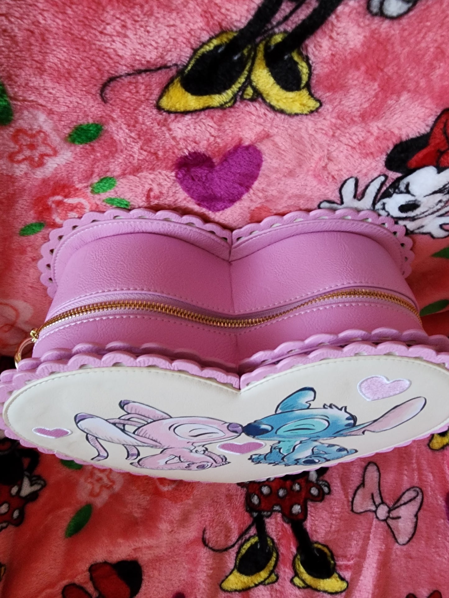 Loungefly Disney Stitch & Angel Valentine's Heart Shape Crossbody Bag