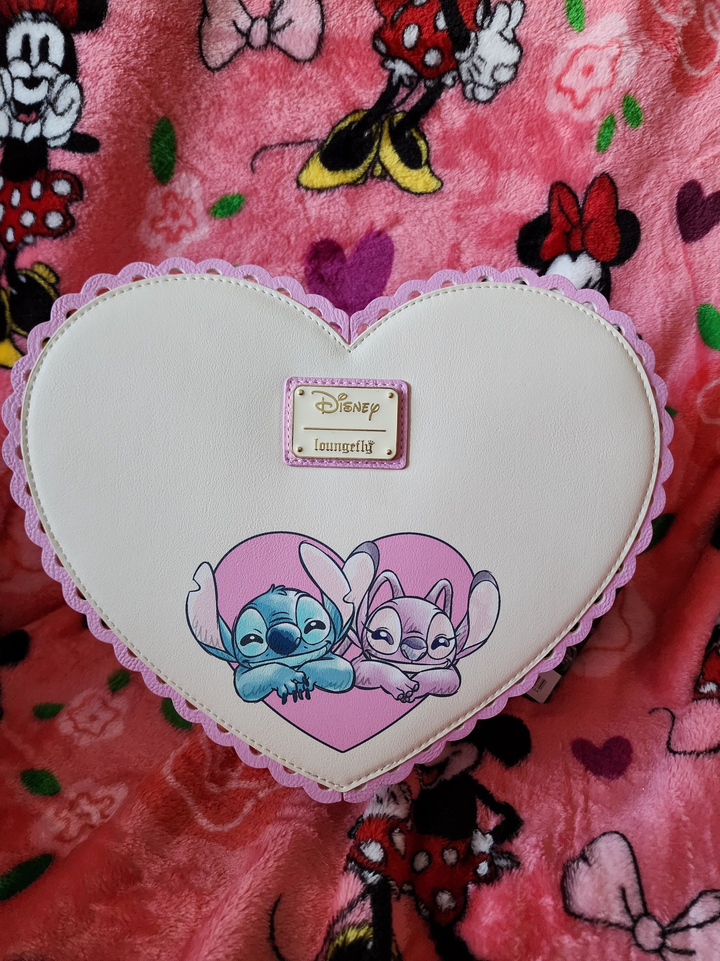 Loungefly Disney Stitch & Angel Valentine's Heart Shape Crossbody Bag