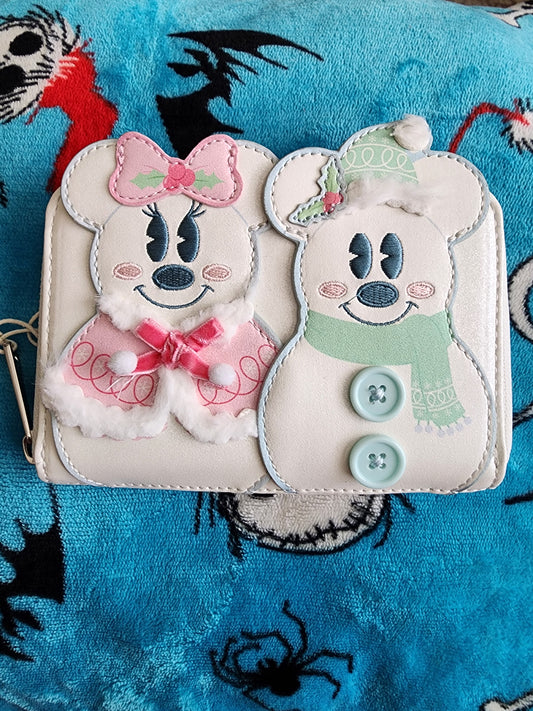 Loungefly Disney Mickey and Minnie Mouse Snowmen Wallet