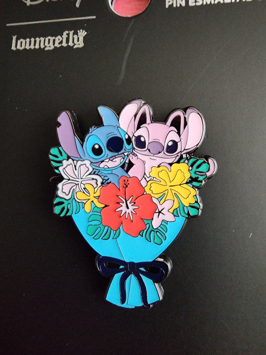 Loungefly Disney Stitch & Angel Flower Bouquet Pin