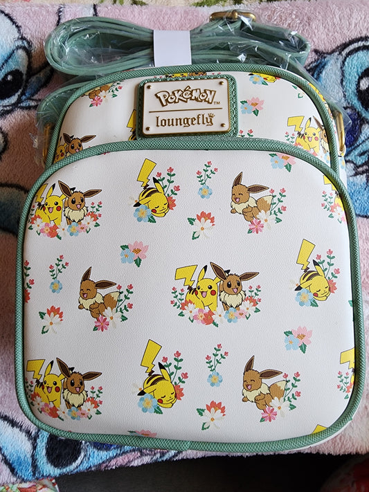 Loungefly Pokemon Pikachu and Evee Spring Crossbody Bag