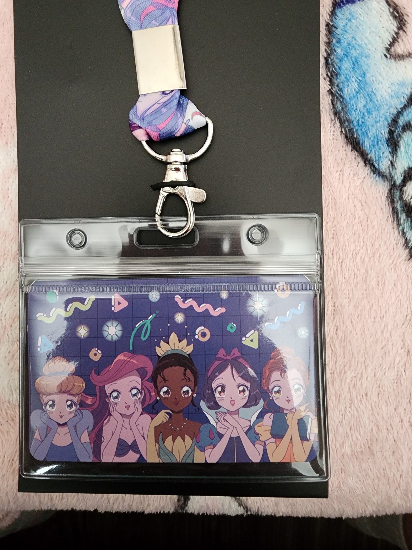 Disney Princess Manga Style Lanyard with 4 Pins and Cardholder