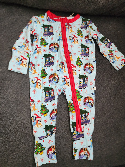 CP Bluey, Bingo and Family Christmas Zipper Sleeper Footie PJ's