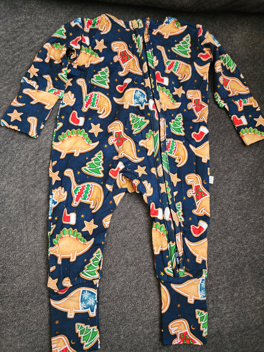 CP Dinosaur Christmas Cookie Zipper Sleeper Footie PJ's