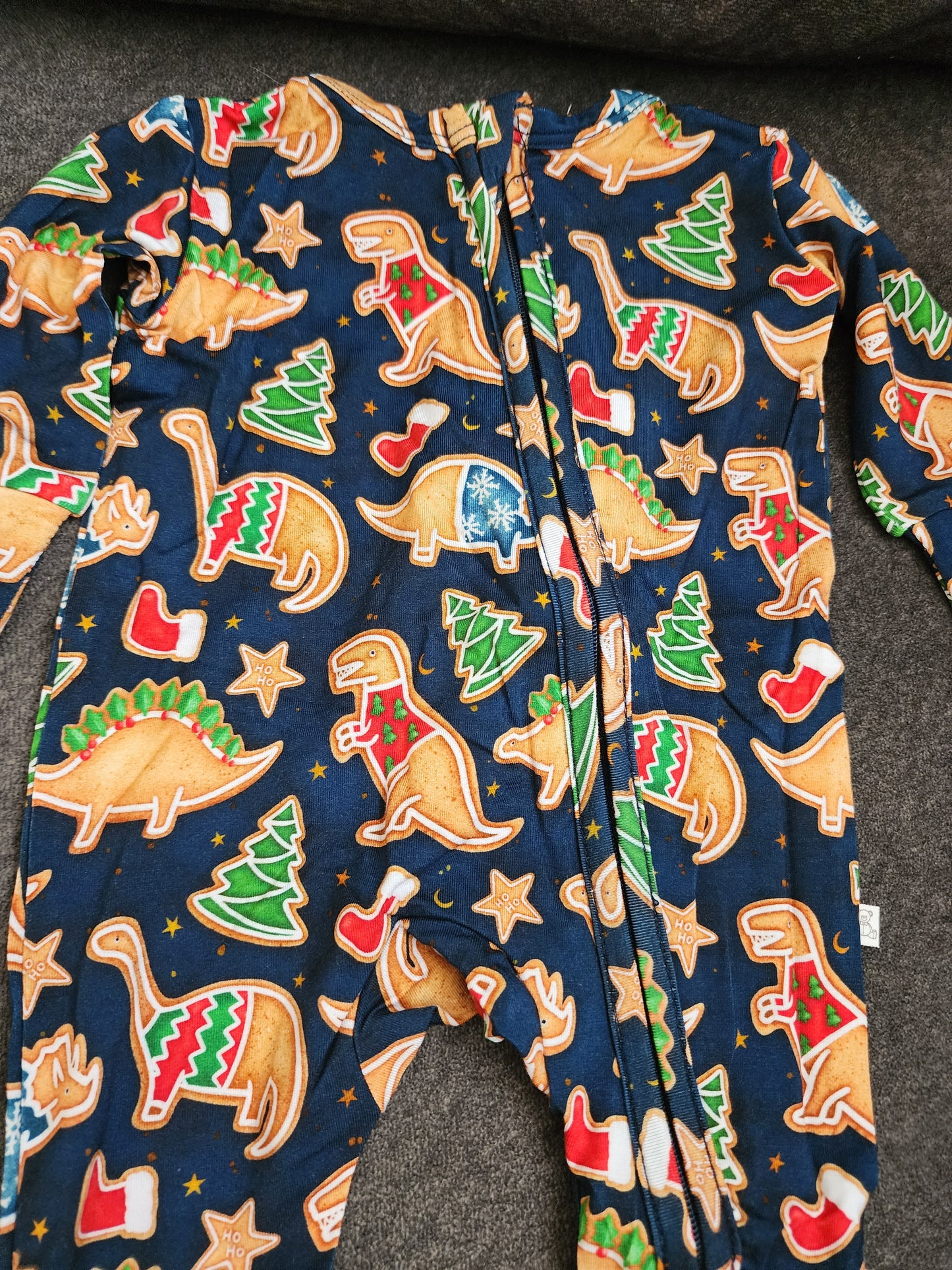 CP Dinosaur Christmas Cookie Zipper Sleeper Footie PJ's