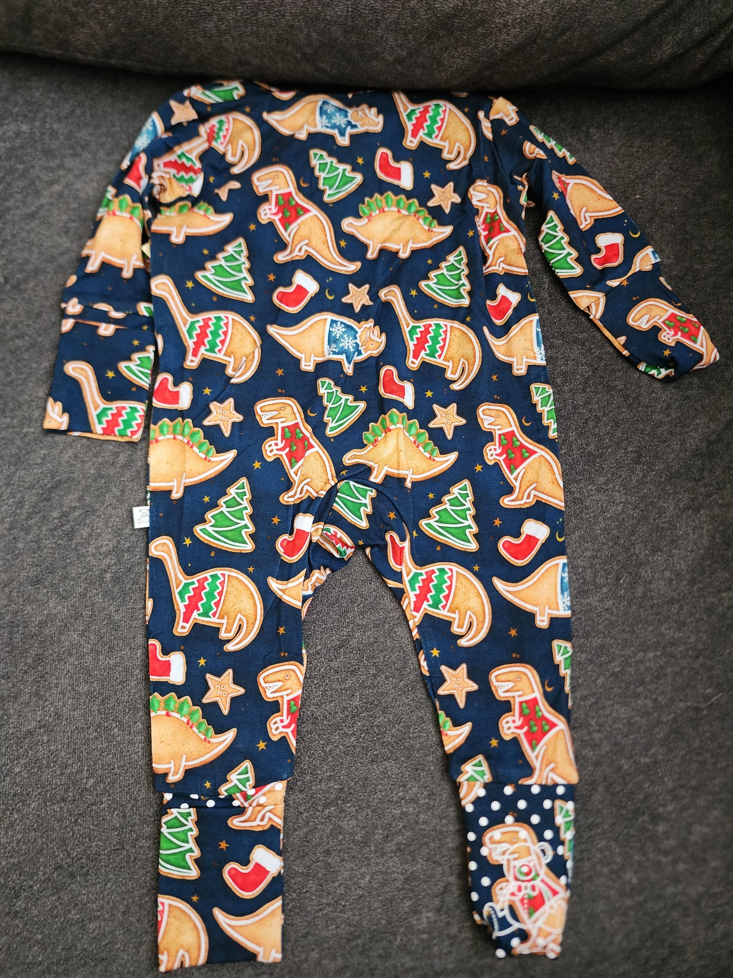 CP Dinosaur Christmas Cookie Zipper Sleeper Footie PJ's