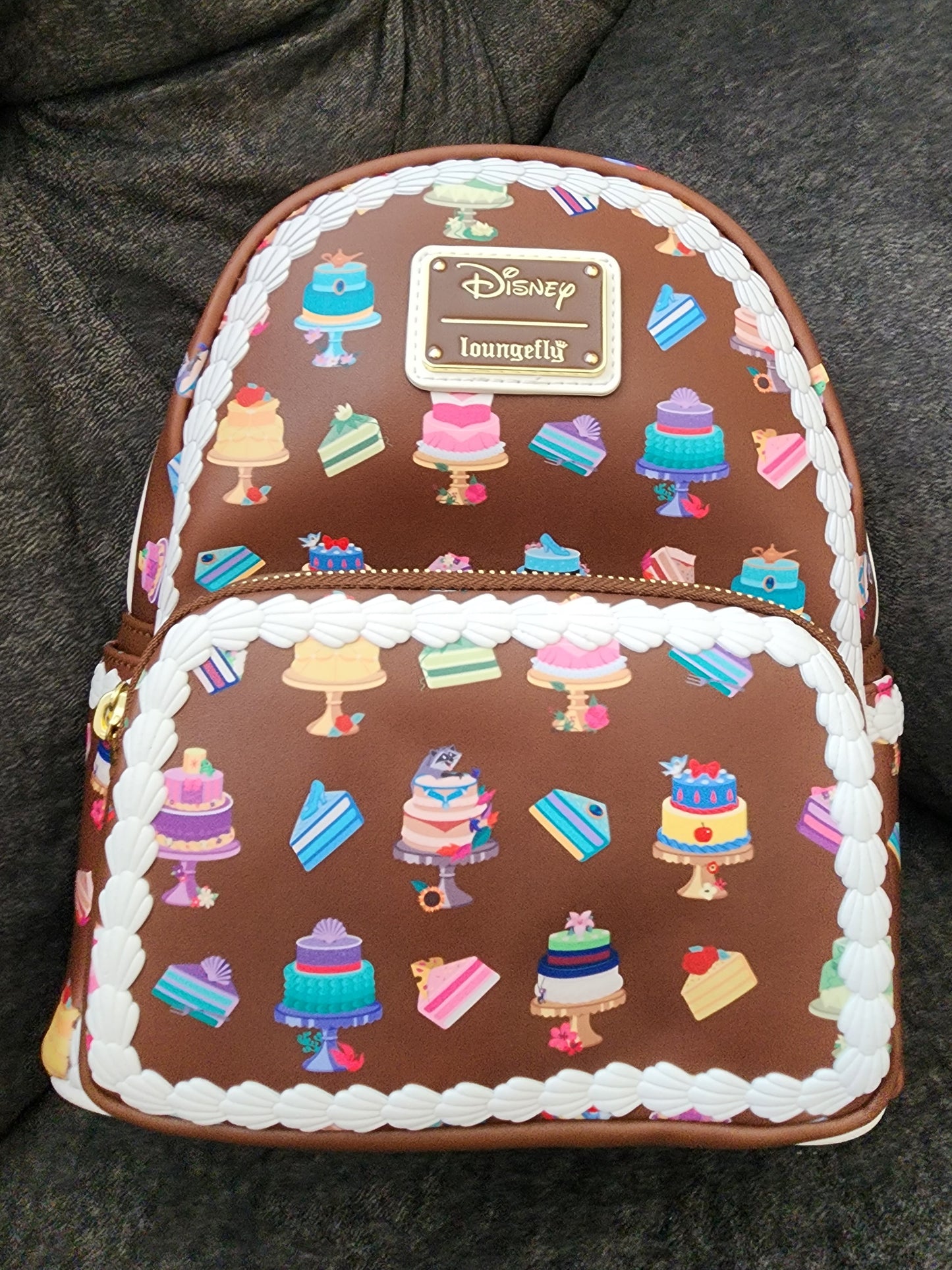 Loungefly Disney Princess Dress Cakes on Chocolate Frosting Backpack