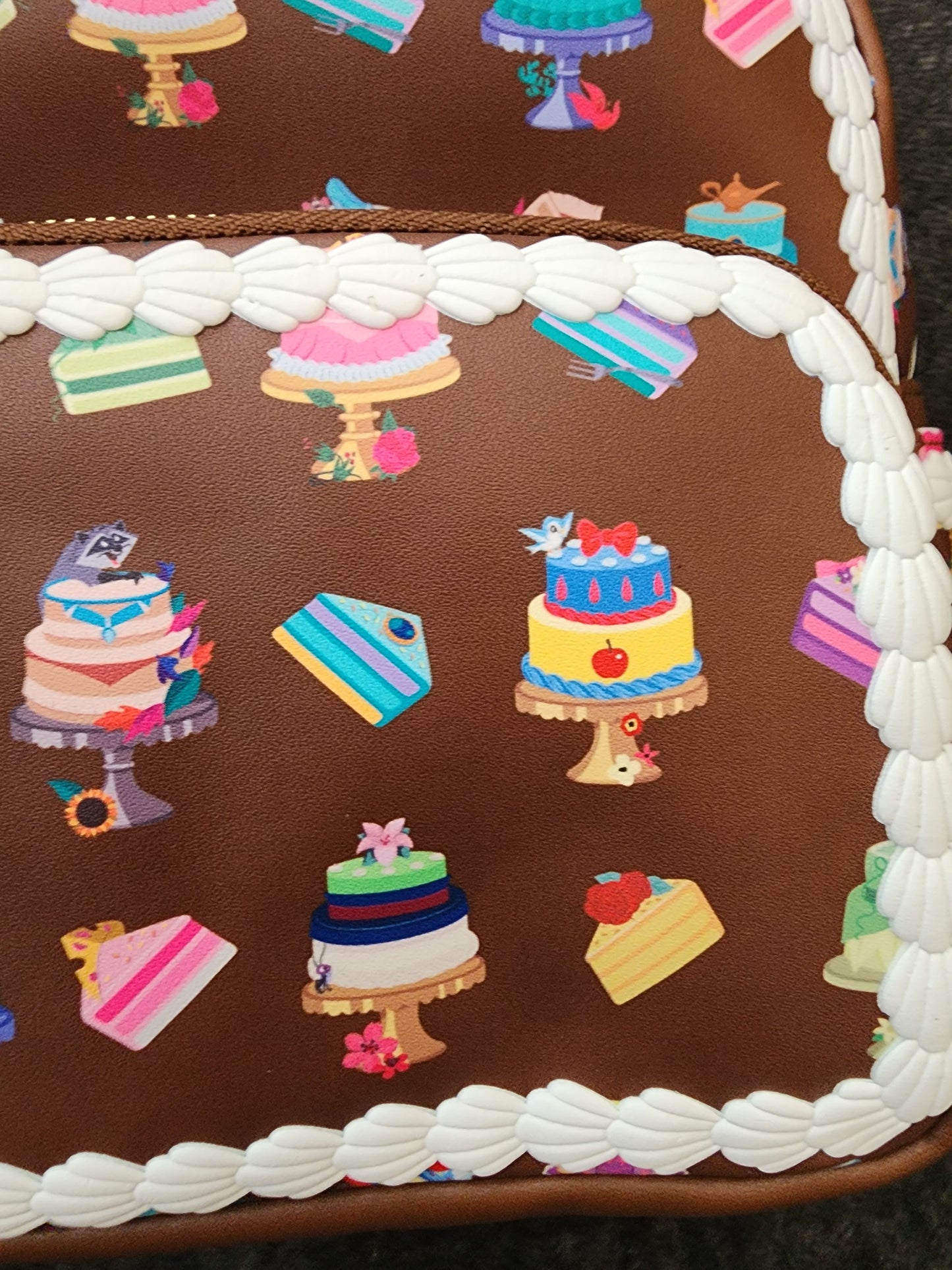 Loungefly Disney Princess Dress Cakes on Chocolate Frosting Backpack