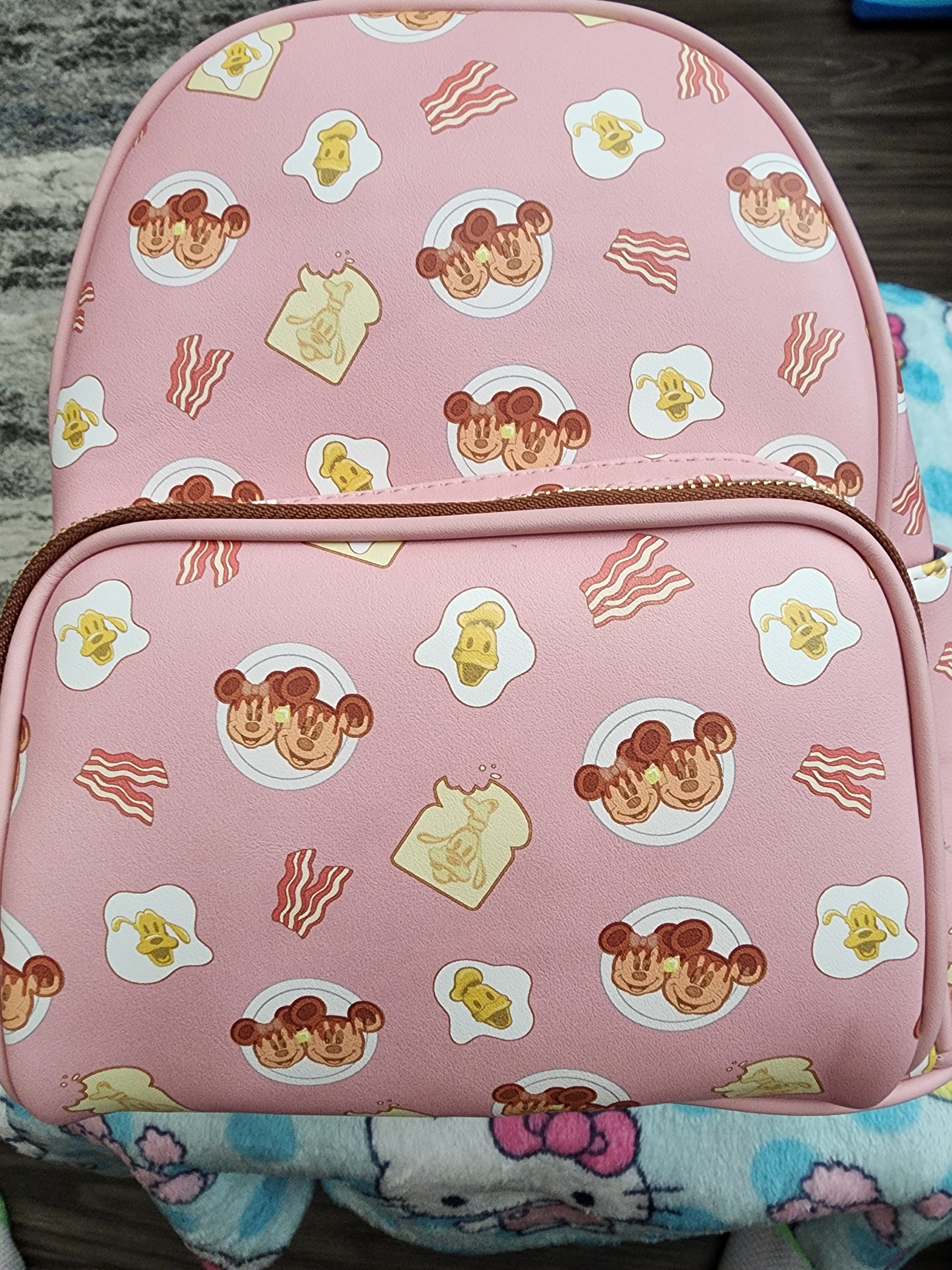 Danielle newest Nicole Mickey Waffle Breakfast Backpack Pink Syrup Donald Goofy Pluto