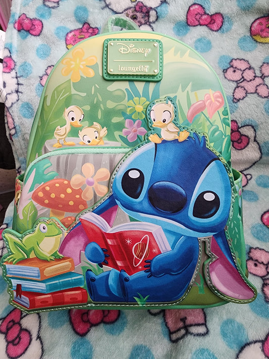 Loungefly Disney Stitch and Ducklings Reading Books Exclusive Backpack