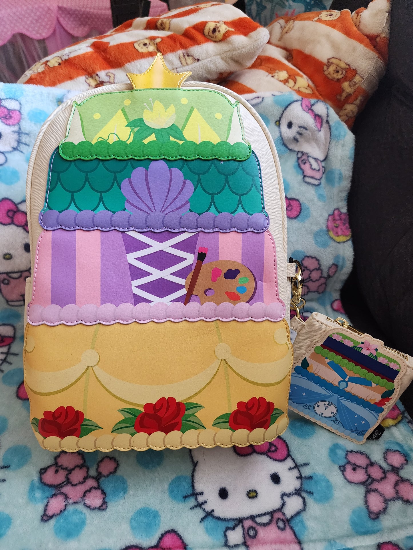 Loungefly Disney Princess Dresses Cake Backpack with a Matching Coin Purse