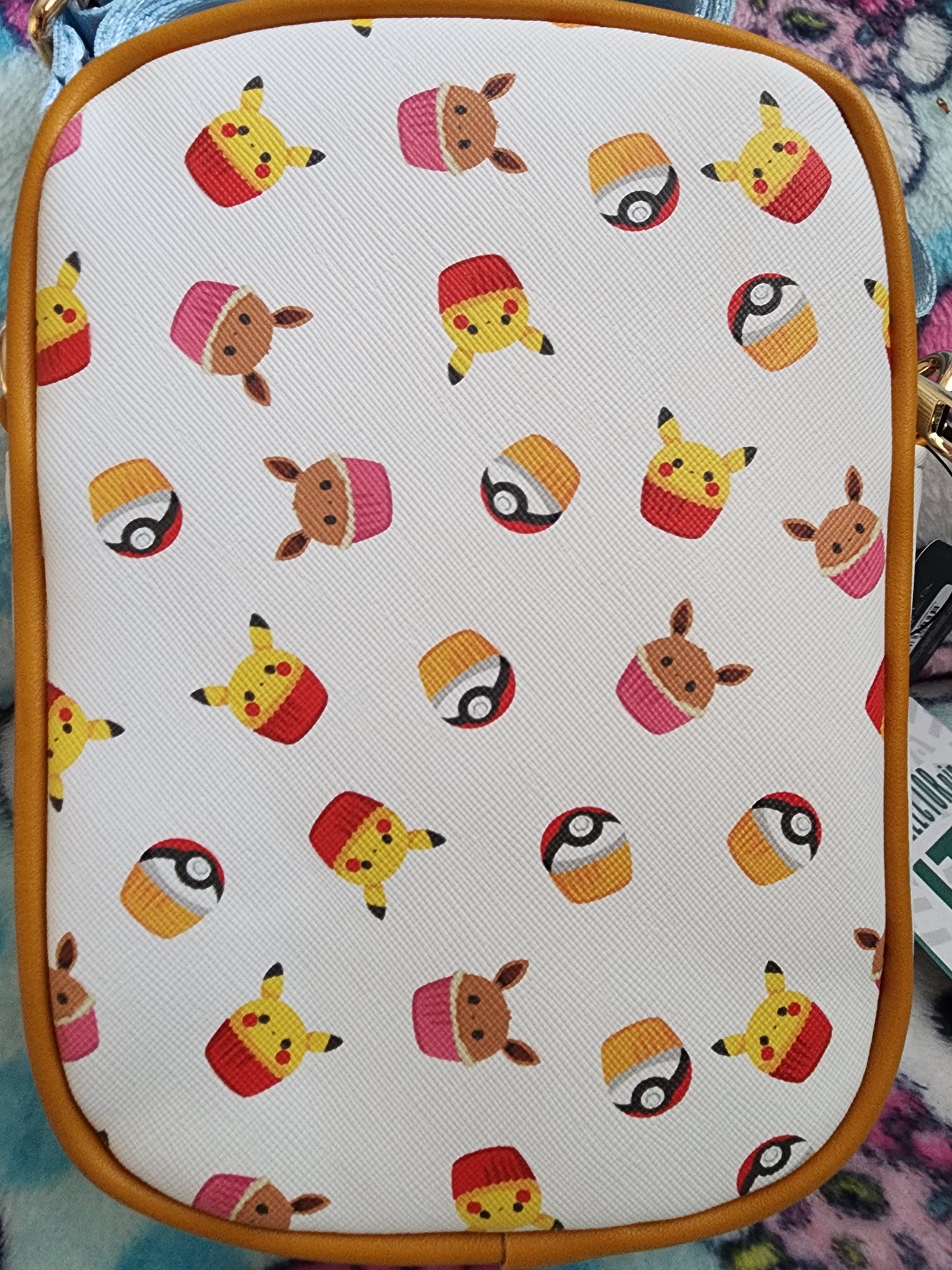 Pokemon Pikachu and Evee Cupcake Pin Crossbody Bag