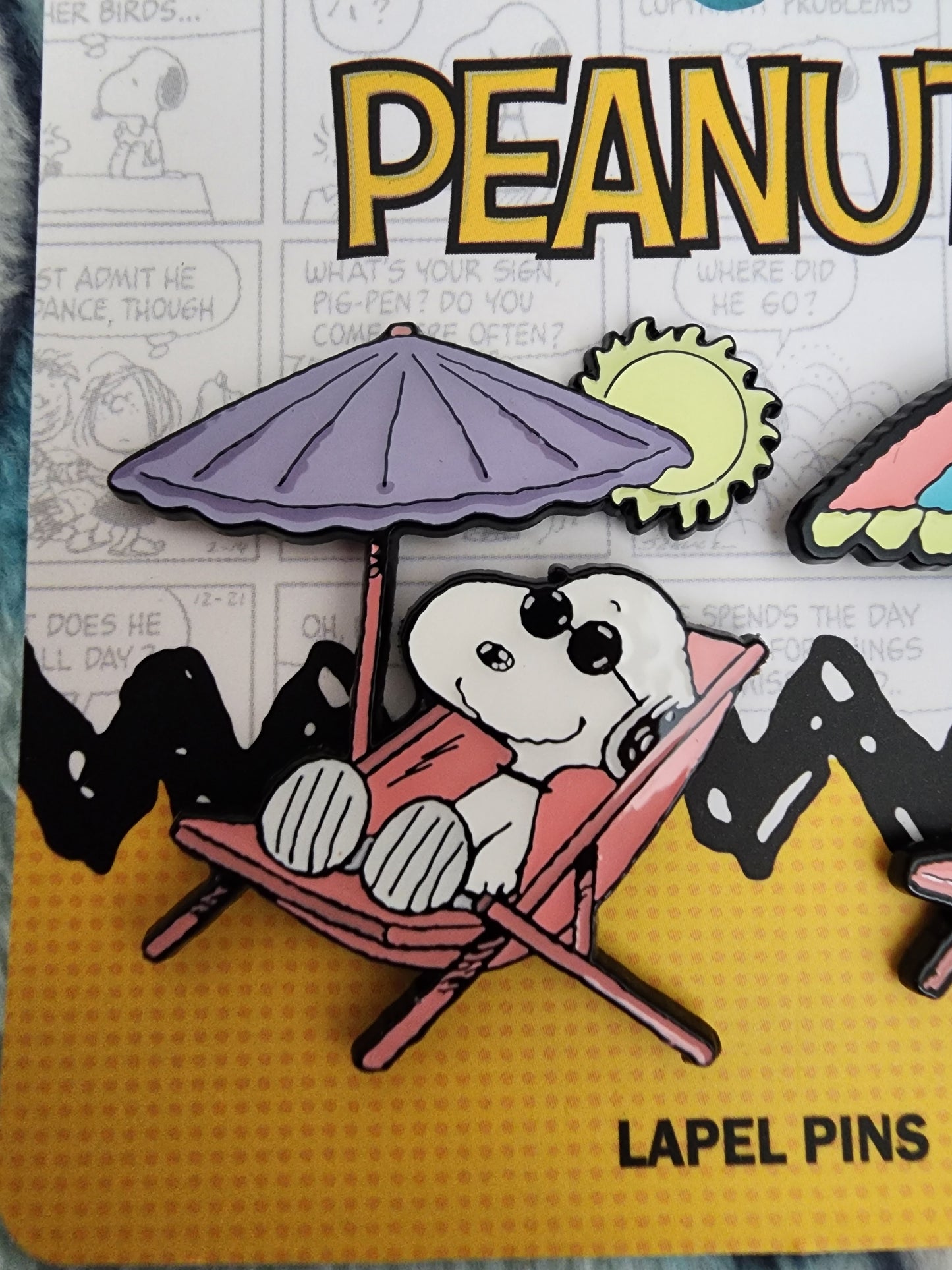 Peanuts Snoopy and Woodstock Sunning at the Beach Pins
