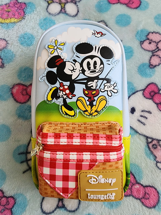 Loungefly Disney Mickey and Minnie Mouse Picnic Mini Backpack Pencil Case Bag