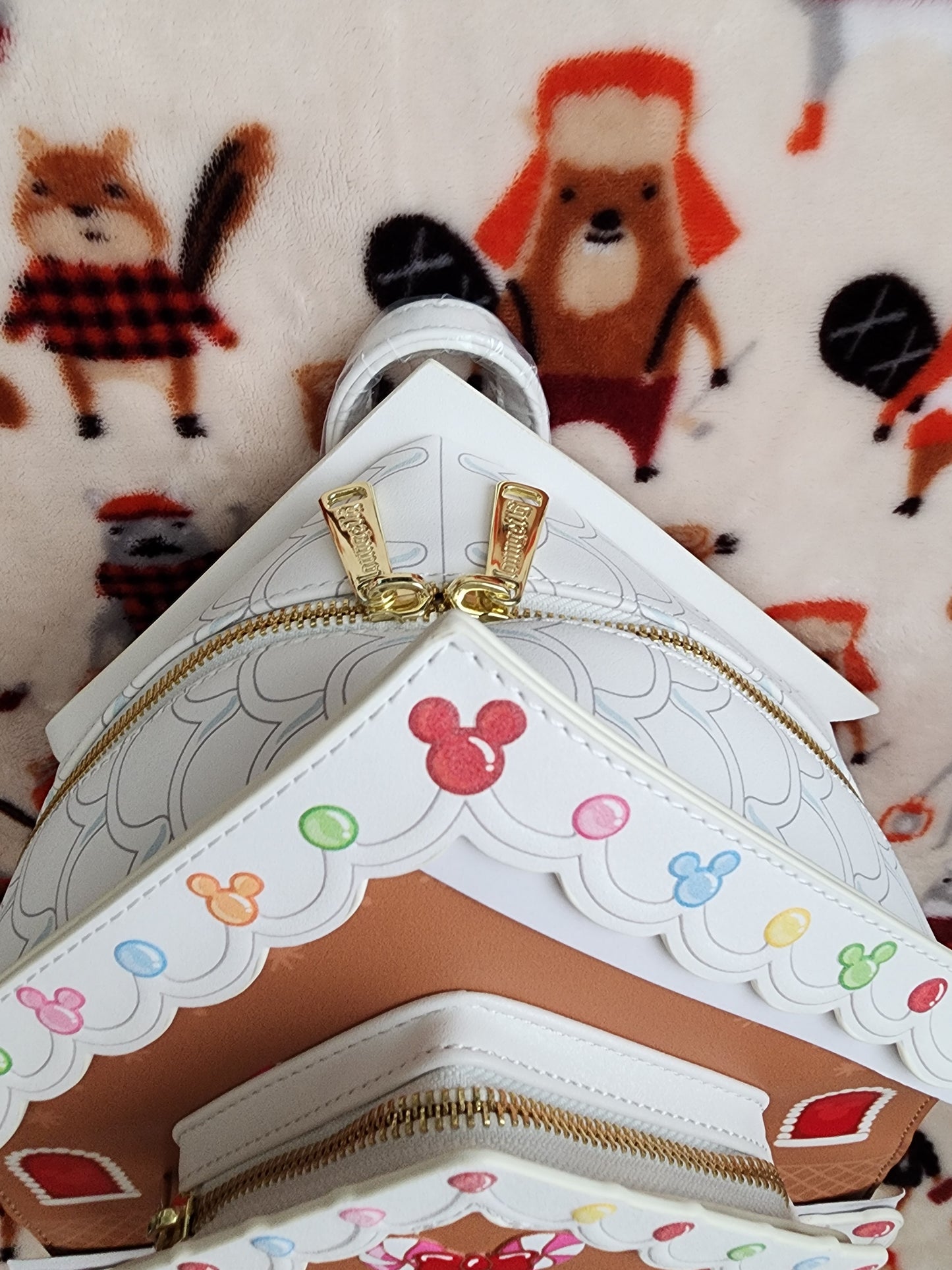 Loungefly Disney Mickey Mouse and Friends Gingerbread House Holiday Backpack