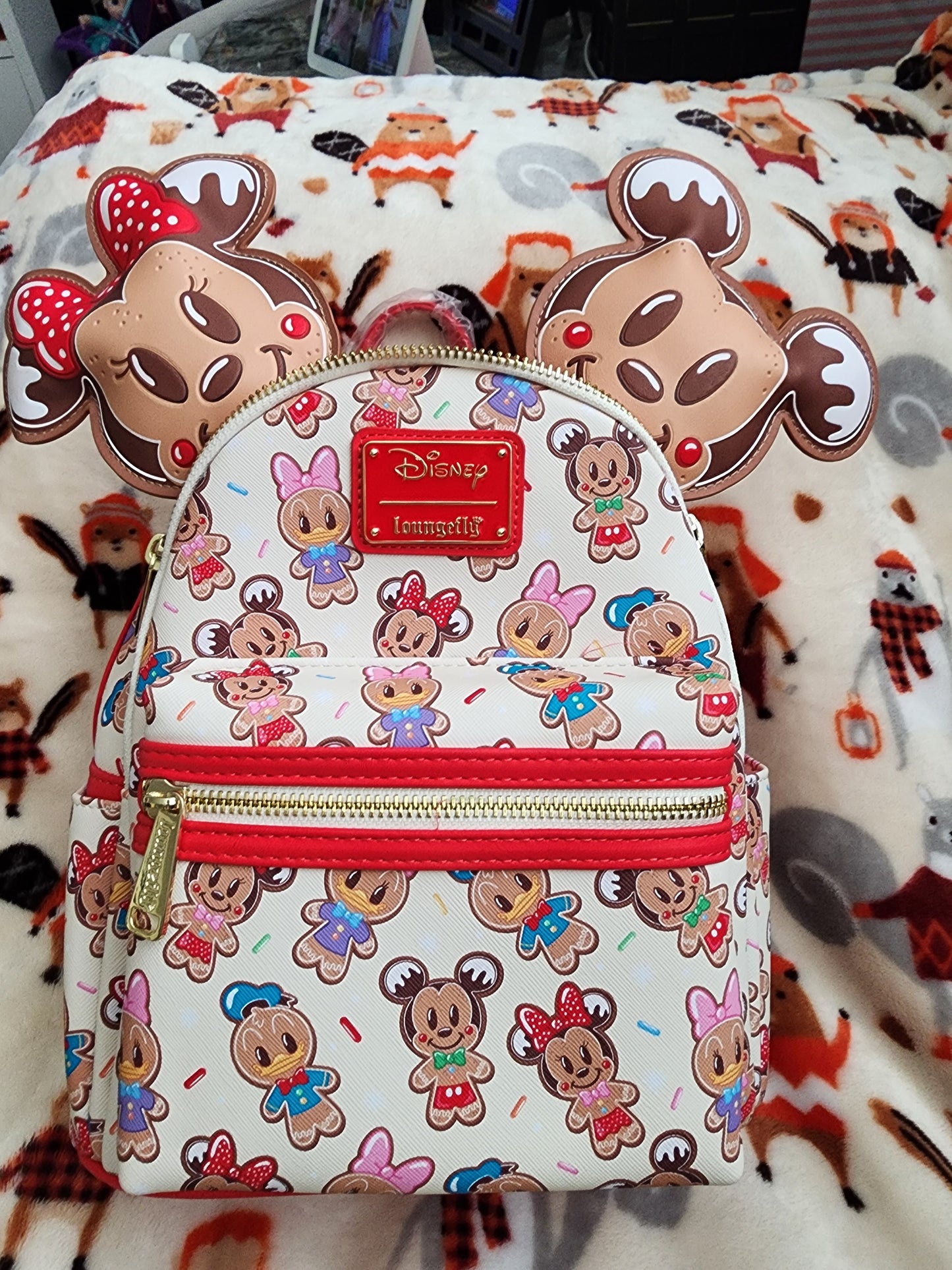 Loungefly Disney Mickey, Minnie and Friends Gingerbread Cookie Backpack and Headband