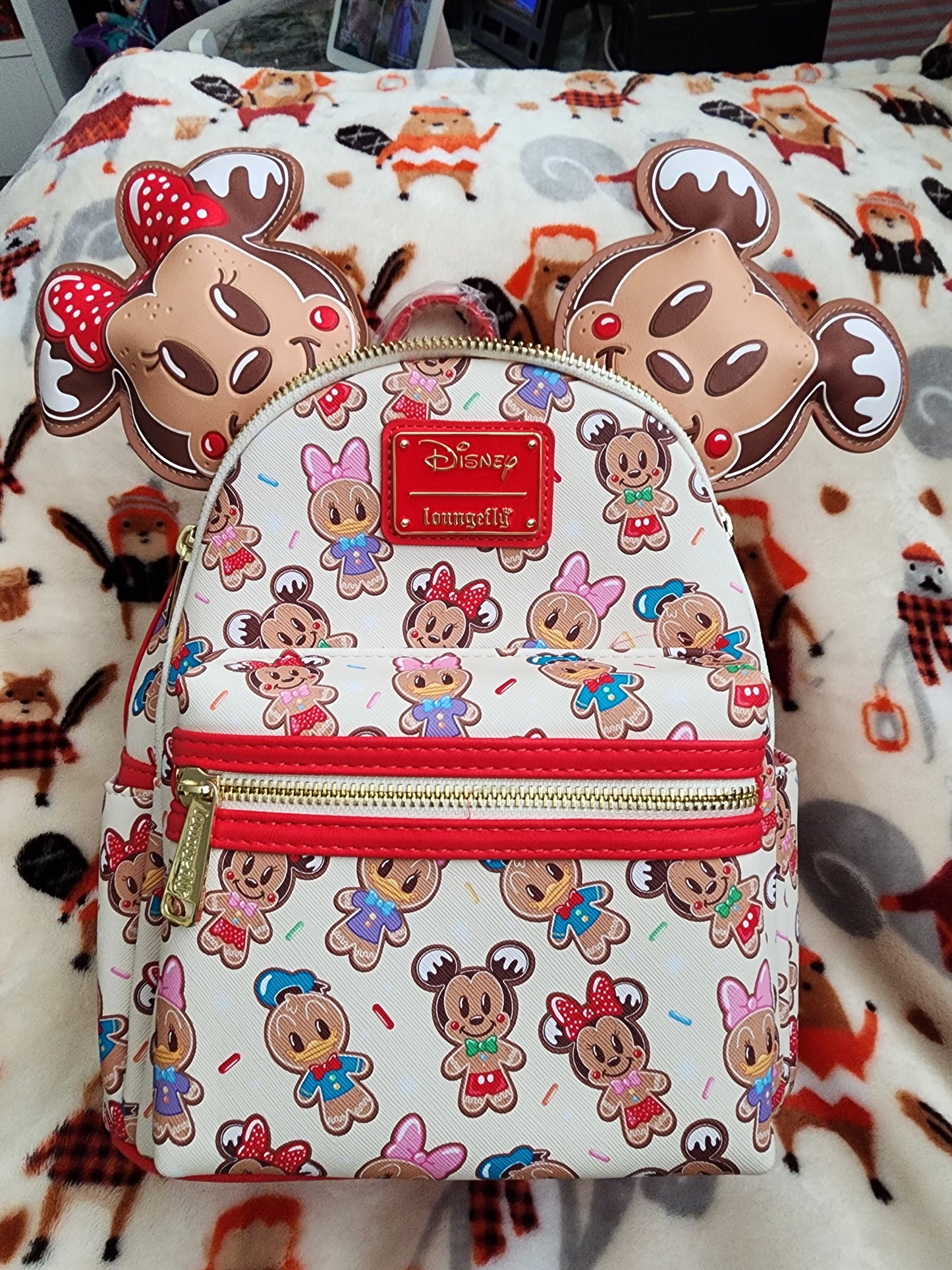 Loungefly Disney Mickey, Minnie and Friends Gingerbread Cookie Backpack and Headband
