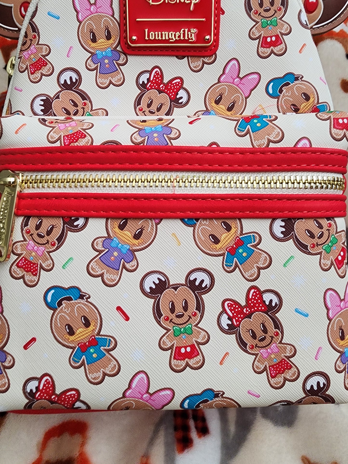 Loungefly Disney Mickey, Minnie and Friends Gingerbread Cookie Backpack and Headband