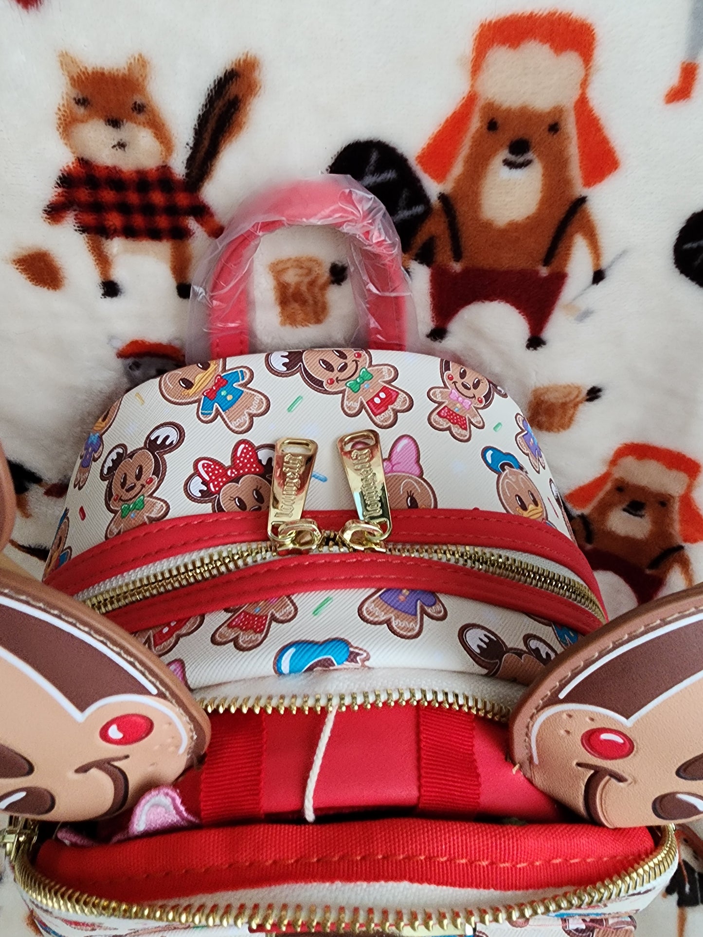 Loungefly Disney Mickey, Minnie and Friends Gingerbread Cookie Backpack and Headband