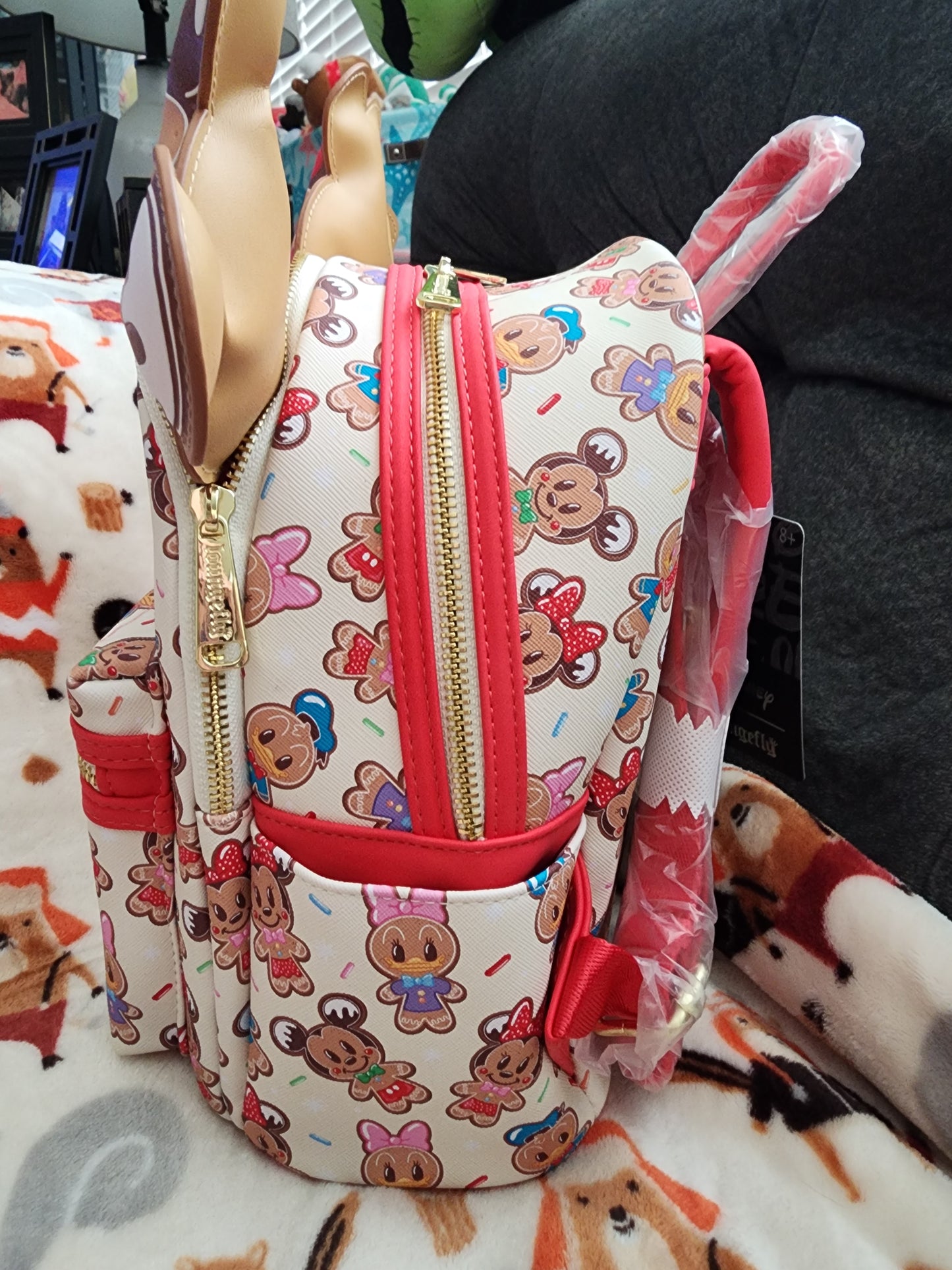 Loungefly Disney Mickey, Minnie and Friends Gingerbread Cookie Backpack and Headband