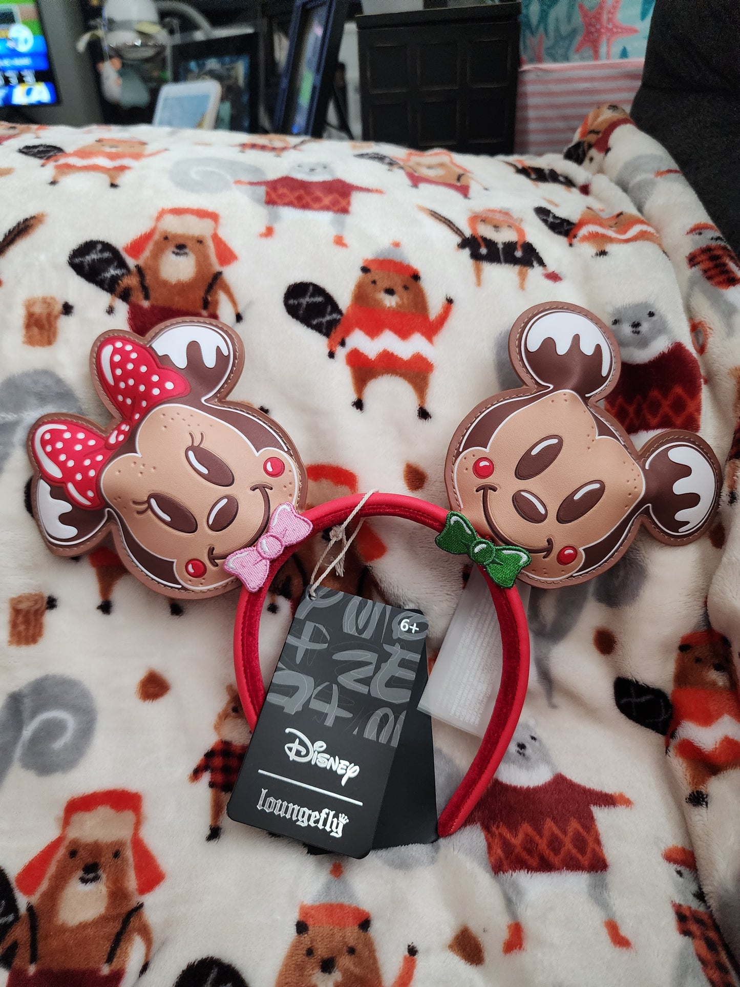 Loungefly Disney Mickey, Minnie and Friends Gingerbread Cookie Backpack and Headband
